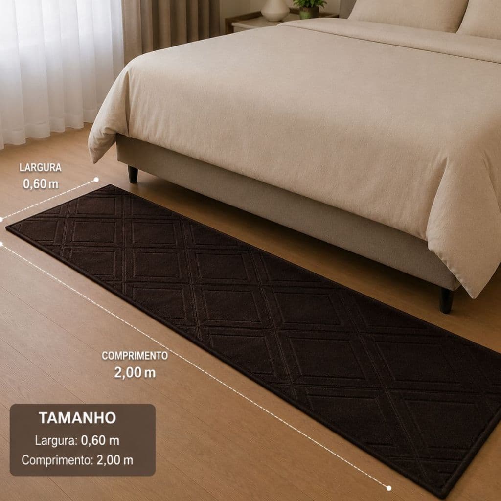 Tapete Passadeira Sala Quarto Roma Aveludado Antiderrapante Cintilante Corredor 2,0x0,60m