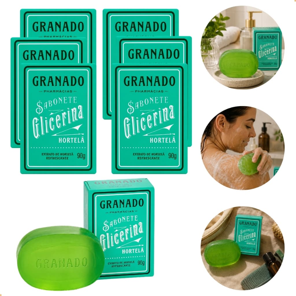 Sabonete De Glicerina Granado Hortelã 90g Original Pacote Sabonete extrato de Hortelã Suave