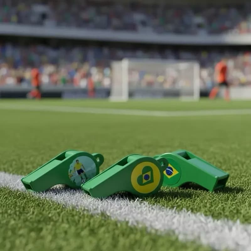 Pacote Com 12 Apitos Juíz Da Seleção Brasileira | Verde E Amarelo | 5x2cm Cada | Torcedor, Copa Do Mundo, Diversão