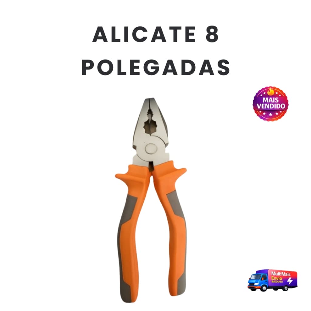 Alicate Universal 8" Profissional Multiuso Cabo Isolado Ferramenta Resistente Eletricista Mecânico