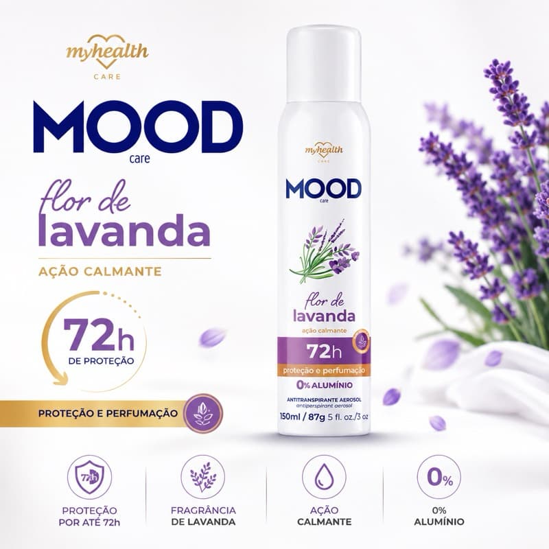 Desodorante Aerosol Mood Flor de Lavanda 150ml Antitranspirante Proteção Prolongada