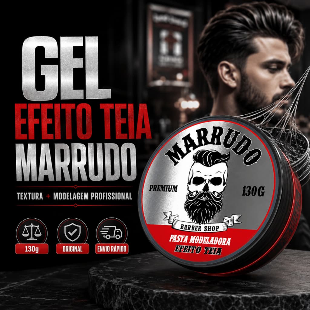 Gel Efeito Teia Marrudo 130g Pasta Modeladora Cabelo Masculino Barber Shop