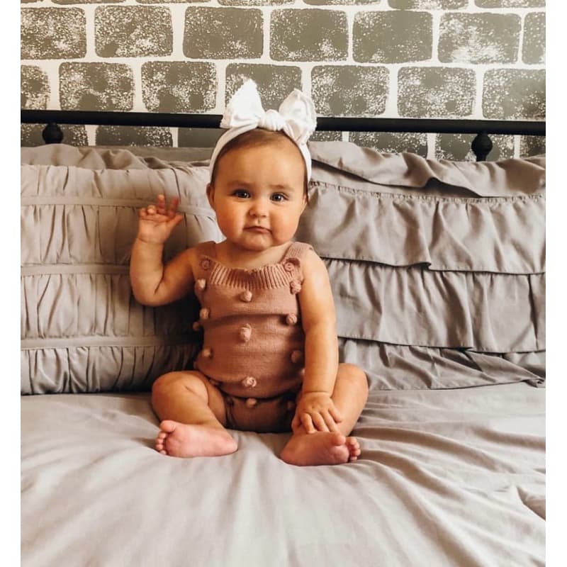 Romper Tricot Rosa Baby (12 meses) Romper de Bebê Tricot Romper Infantil Menina Macacão Menina Tricot Roupa Rosa Menina