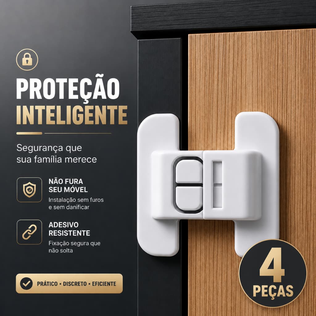 Trava de Segurança de Geladeira Gavetas Armário Multiuso Adesiva Protetor Infantil Fechadura