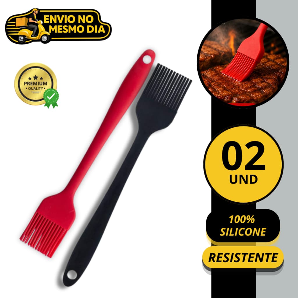 KIT 1/2 Pincel Culinario para Untar em Silicone Churrasco Molhos Ovo Utensilio de Cozinha Confeitaria Profissional