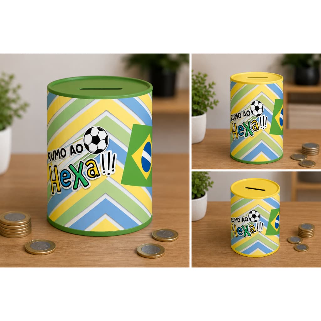 Cofrinho Copa do Mundo Brasil Personalizado Lembrancinha Aniversário Infantil