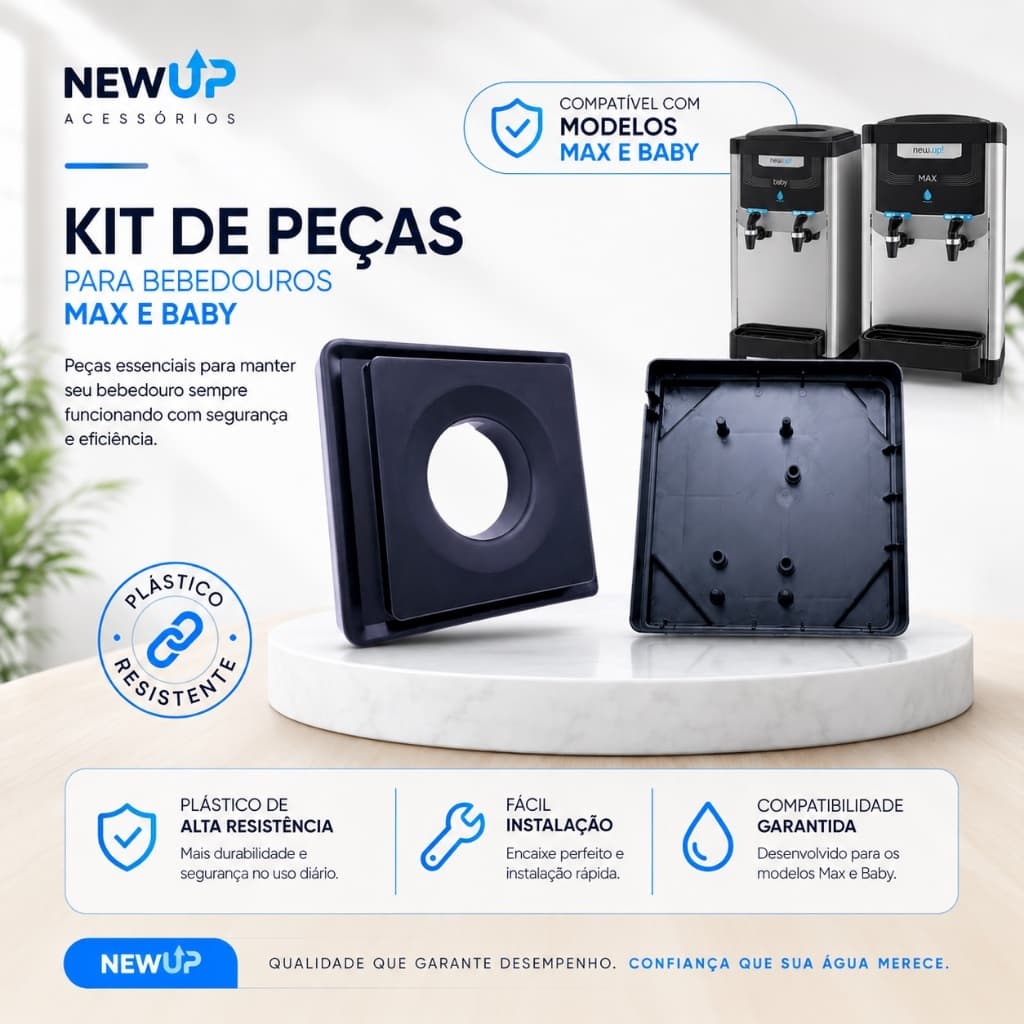 COMBO KIT TAMPA E BASE PRETA BEBEDOURO MAX BABY MARCA NEWUP