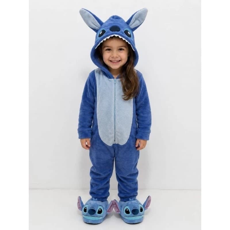 Macacão Infantil Stitch Azul em Soft Unissex