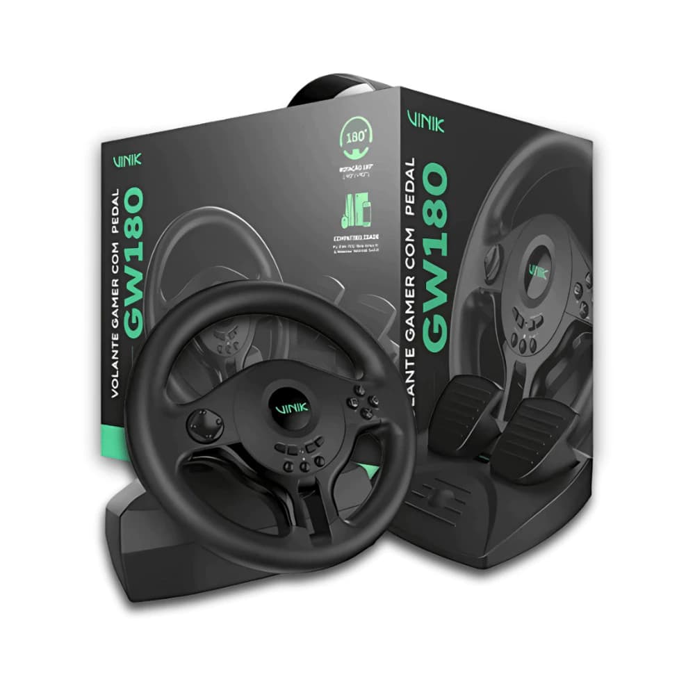Volante com Pedal GW180 compaível com PC/PST4/XBOX Vinik