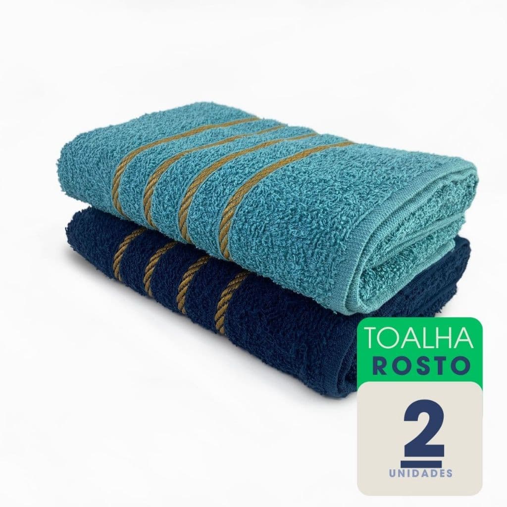 Kit 2 Toalhas de Rosto Maciez Qualidade 100% Algodão Alta Absorção Toalhas de Rosto