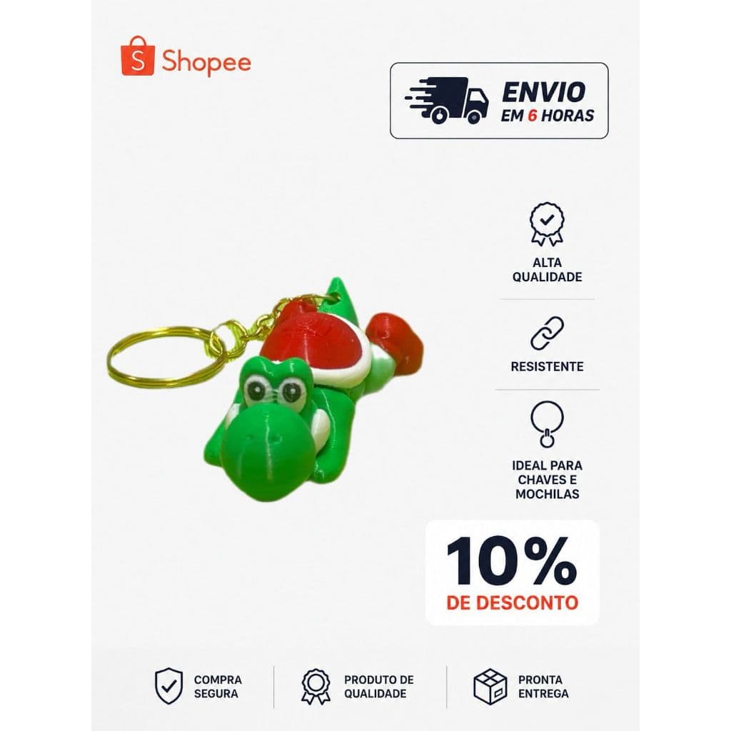 Chaveiro Inspirado em Dinossauro dos Games | Yoshi flexivel ideal para mochilas estojos presente perfeito