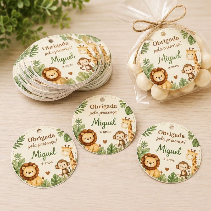 Tags Personalizadas para Lembrancinhas Festa Infantil 5cm Qualquer Tema