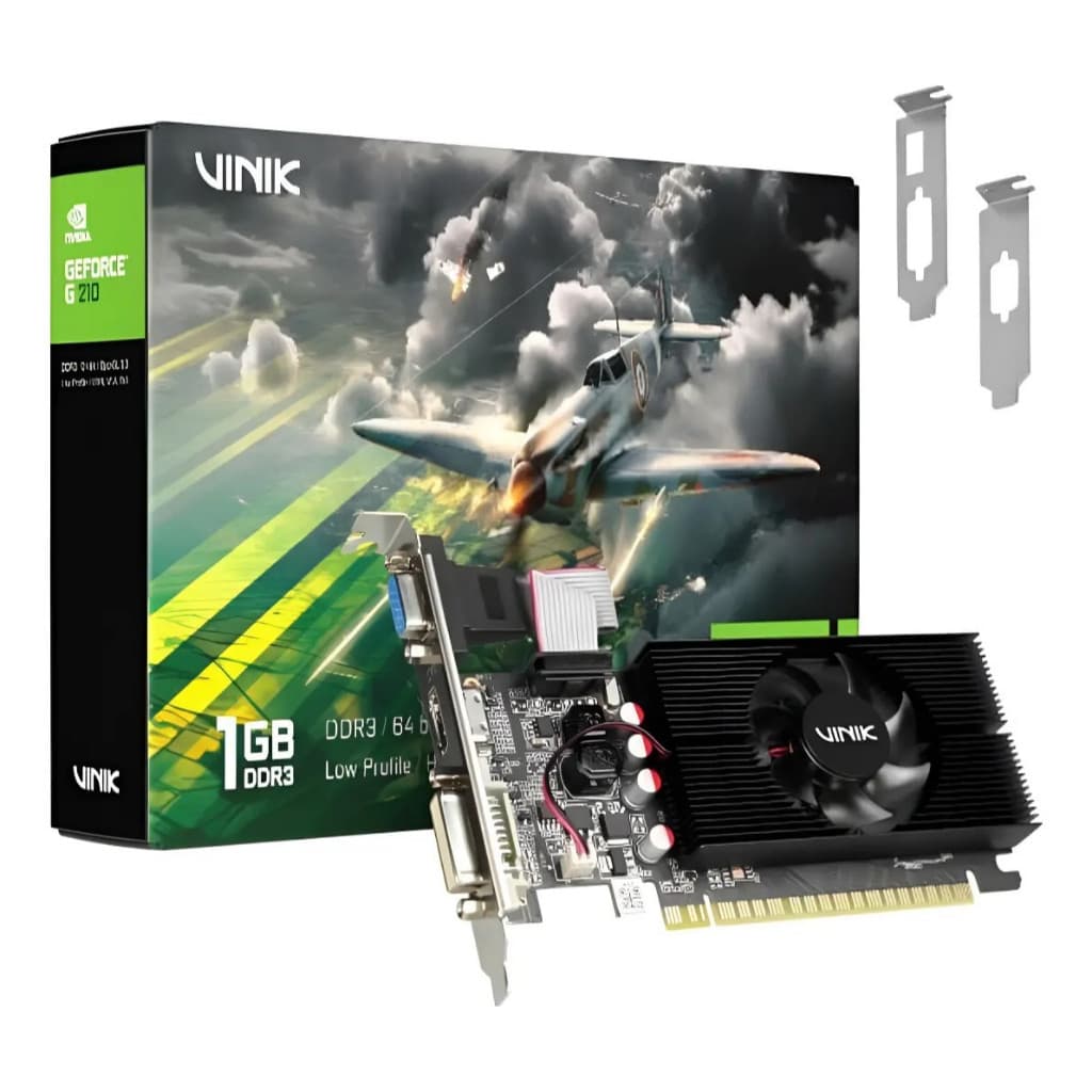 Placa De Vídeo Vinik Nvidia GeForce G210 1GB DDR3 HDMI VGA DVI Perfil Baixo Low Profile