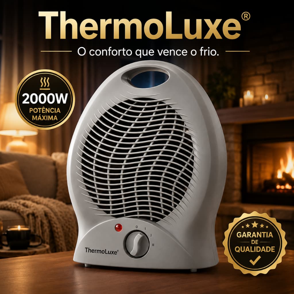 Aquecedor Eletrico Portatil Potente 2000w Uso Residencial Bivolt Design Moderno Cinza