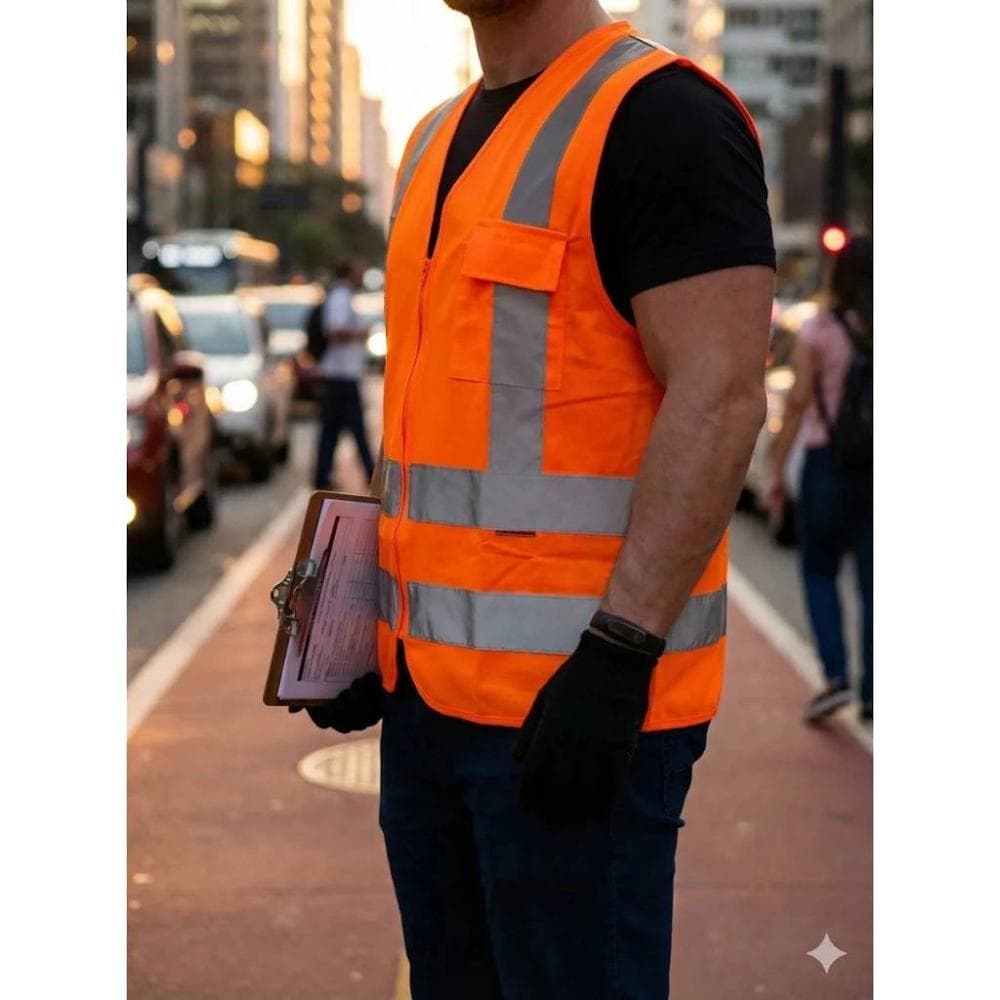 Colete Refletivo de Segurança Obra Transito EPI Alta Visibilidade com Faixas Refletivas – Obras, Trânsito e Serviços