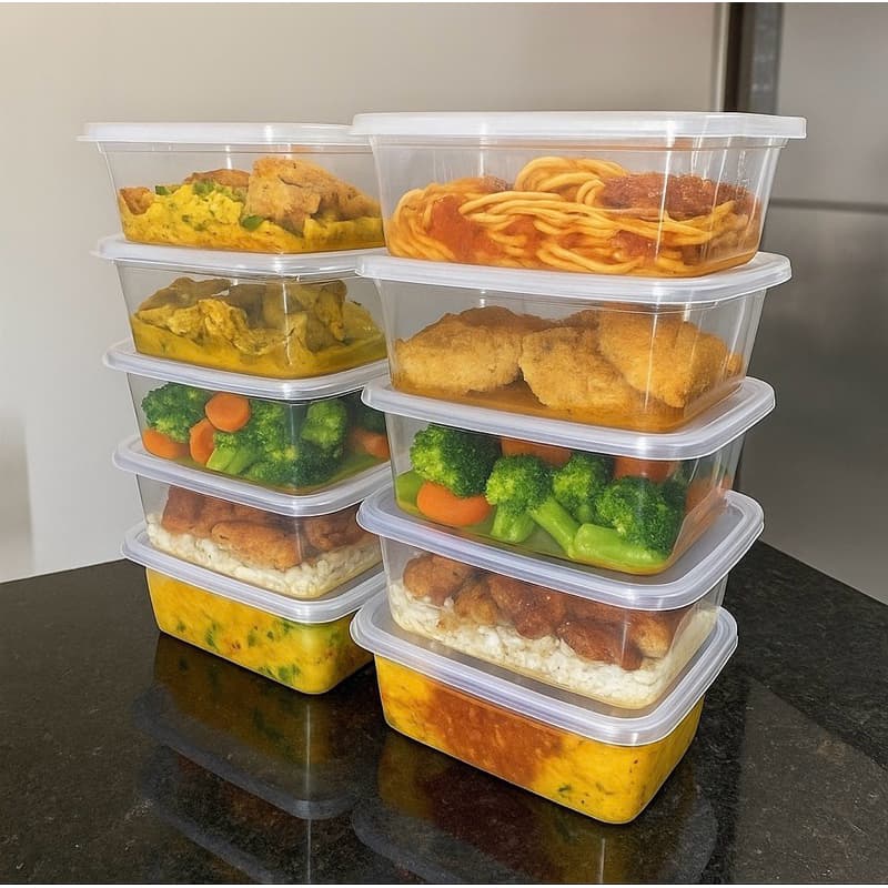 Kit 10 Potes Plásticos Retangulares com Tampa – Transparentes para Marmitas, Organização e Armazenamento