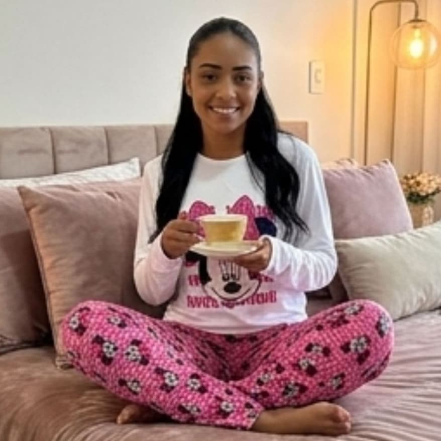 Conjunto Pijama Baby Doll Feminino Calça Camisa Manga Comprida Suede Premium Estampado Inverno