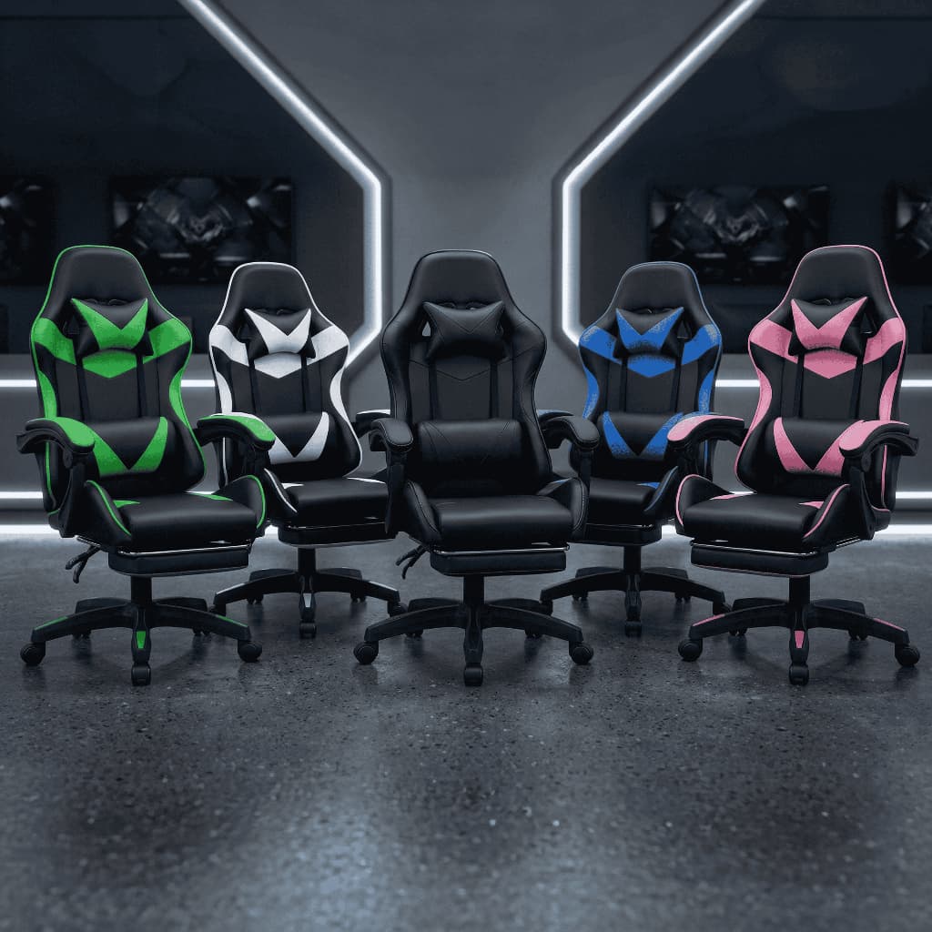 Cadeira Gamer Premium Escritório Giratória 360º Reclinável Apoio Para Pés E Encosto Ajustável Couro