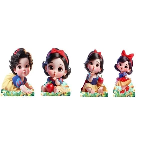 Branca de neve Baby kit 4 peças de 20cm display de festa em mdf 2