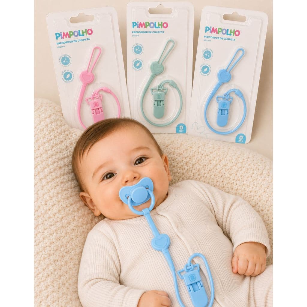 Prendedor de Chupeta em Silicone Macio BPA Free Cordão Flexível Porta Chupeta Bebê Anatômico
