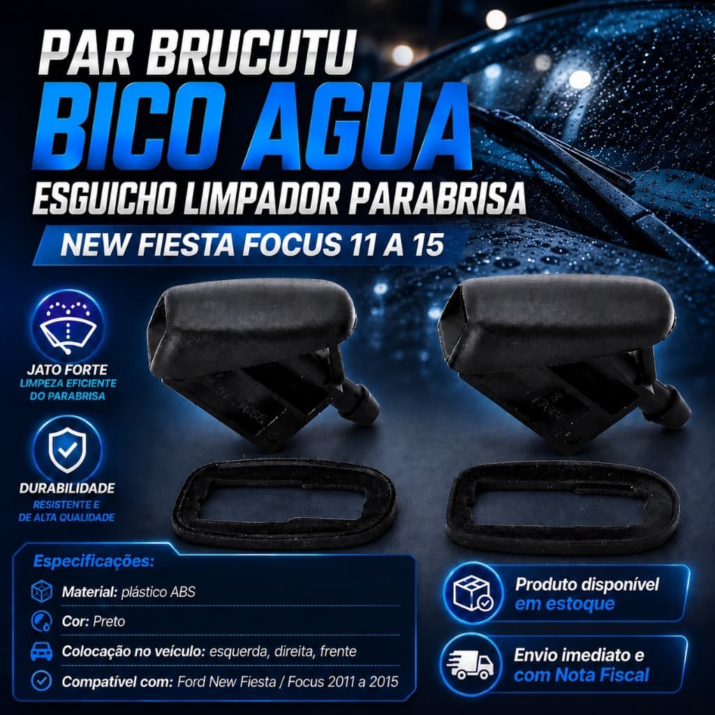 Par Brucutu Bico Agua Esguicho Limpador Parabrisa New Fiesta Focus 11a15