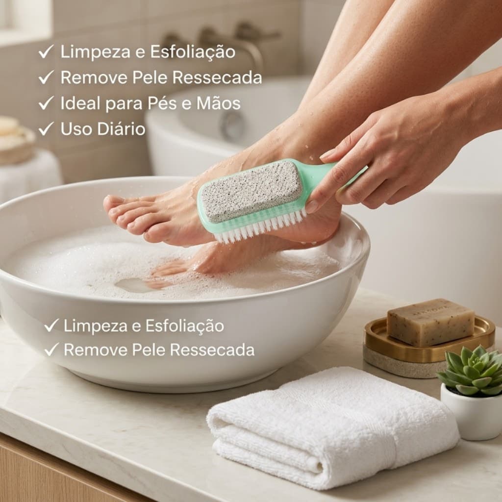 Escova Para Pés Com Pedra Pomes Removedor de Calosidades Esfoliante para Calcanhar Pés Macios