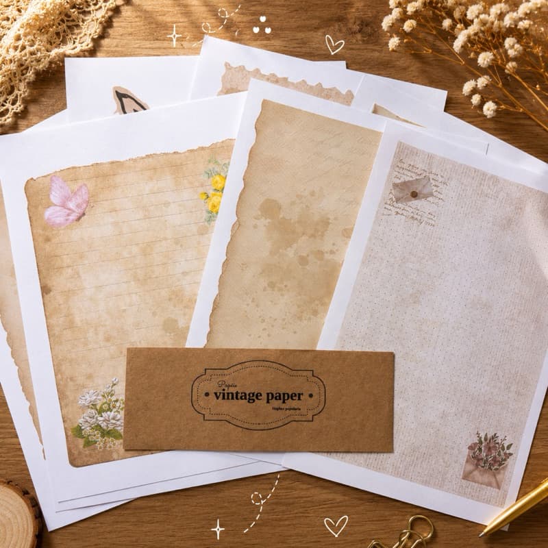 kit papel vintage antigo scrapbook bullet journal