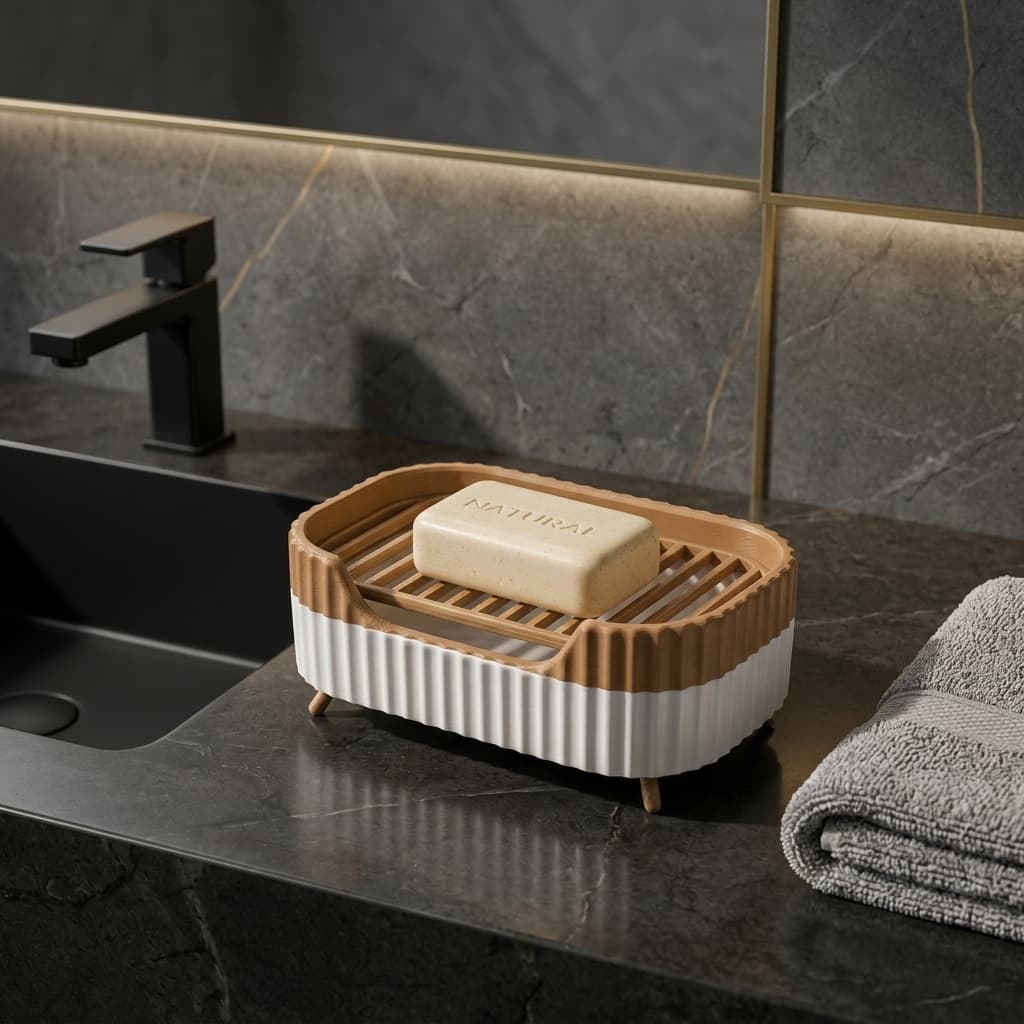 Saboneteira Moderna com Drenagem e Grade Removível Para Banheiro Lavabo Moderno Porta Sabonete