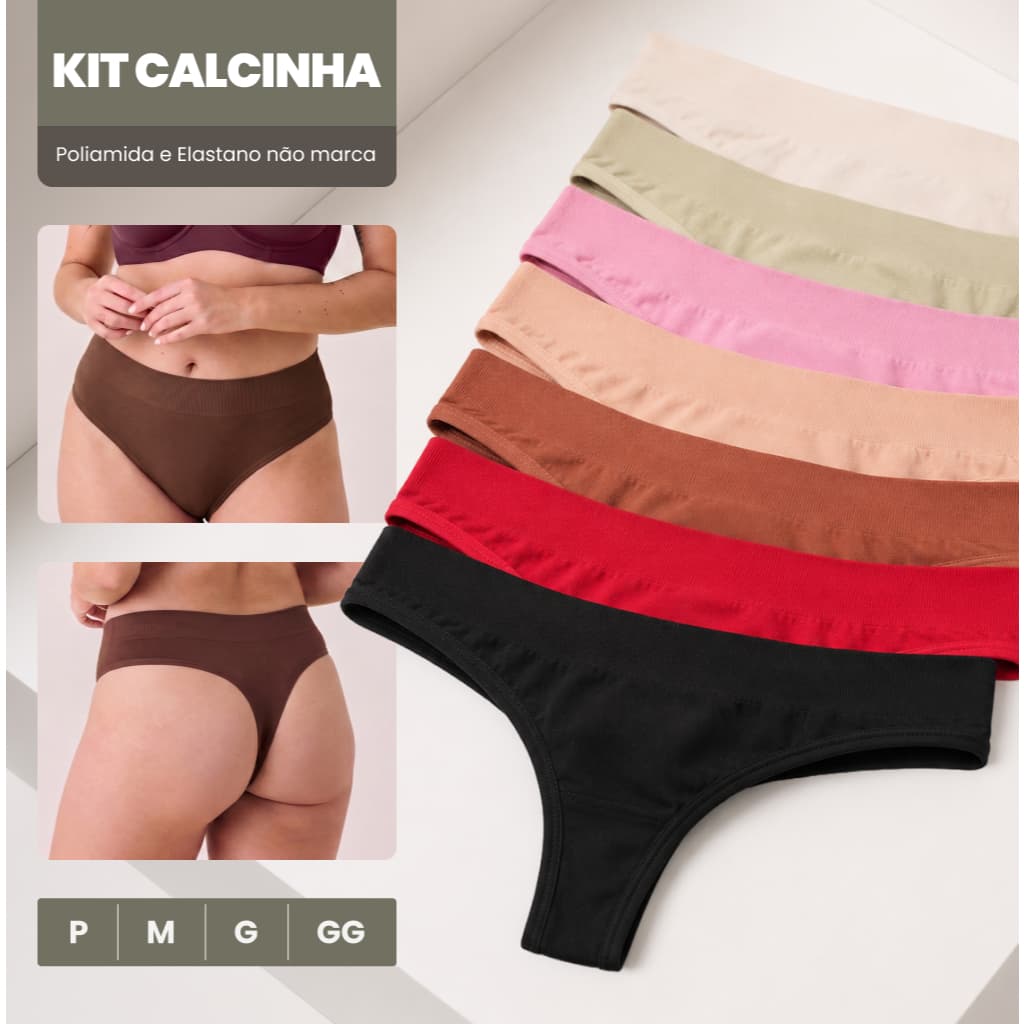 Kit Calcinha Feminina Sortido Poliamida e Elastano | Tecido Macio, Não Marca e Super Confortável