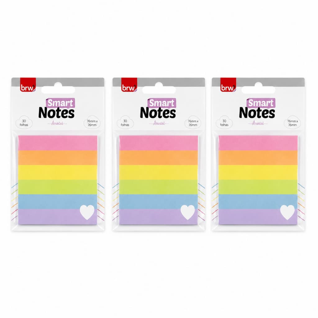 Post-it Colorido Neon Bloco Adesivo Anotações 76x76