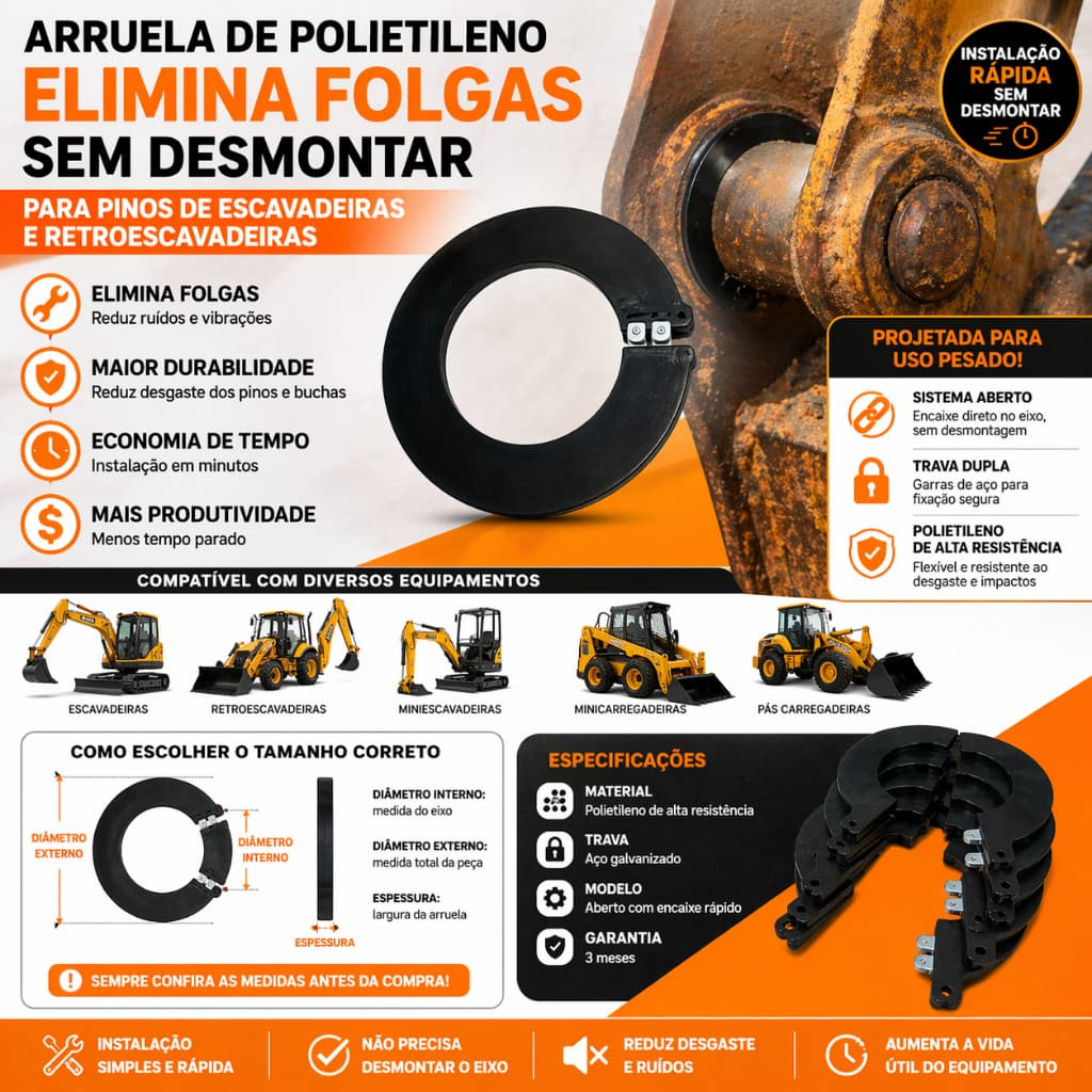 Arruela Para Pino Tratores Conchas Escavadeiras Ruela retira a folga do trator