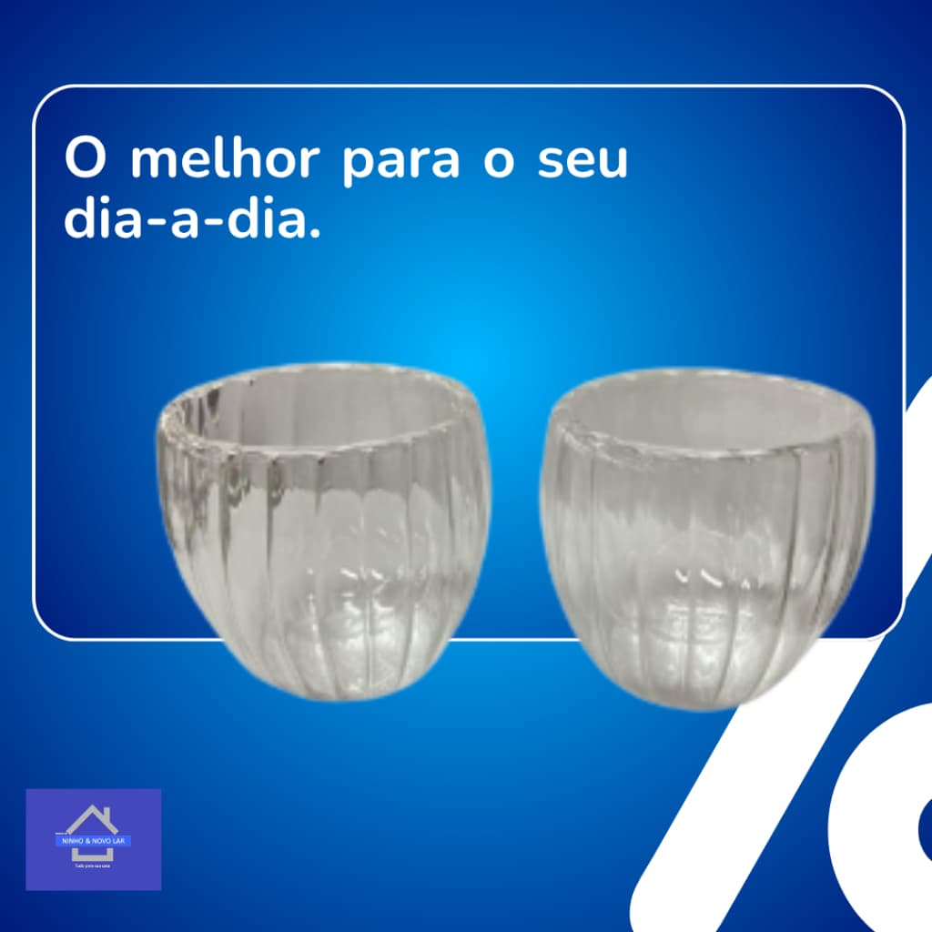 Conjunto 2 Copos Café Borossilicato 90ml Parede Dupla Linea