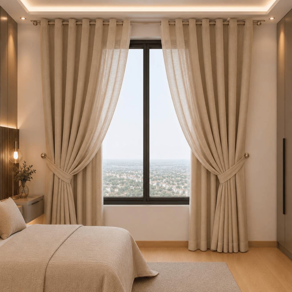 Cortina Voil Linho Com Forro Blackout Grosso 3,00m x 2,30/2,40/2,50/2,60/2,70/2,80 LUXO MODERNO