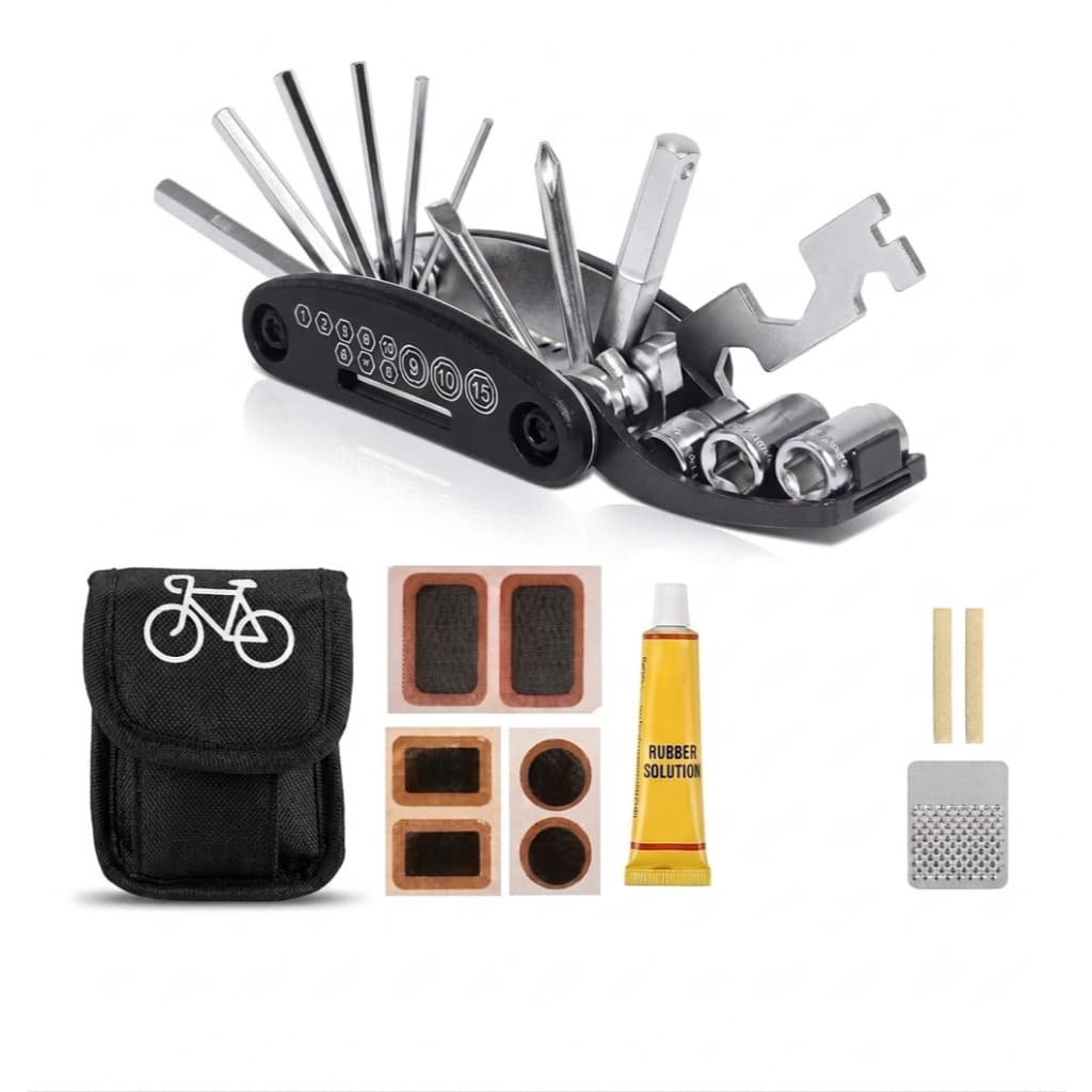 Kit Chaves Allen Canivete E Remendo Para Manutenção De Bicicletas