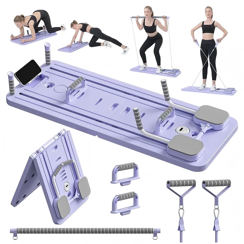Prancha Multifuncional 9 em 1 Para Pilates e Abdominal  Dobrável Portátil – Treino Completo em Casa Sem Academia