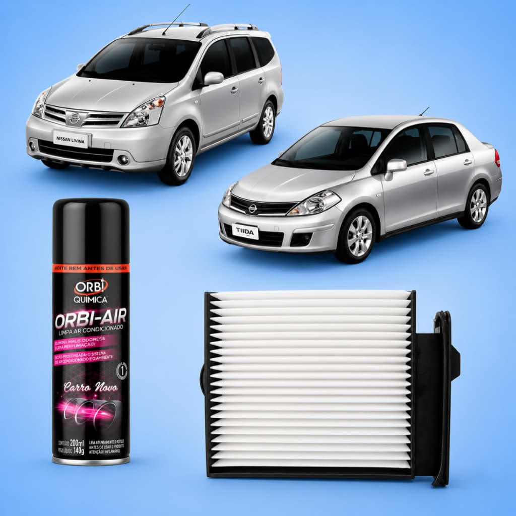 Filtro Ar Condicionado De Cabine + Limpa Ar Nissan Tiida Livina
