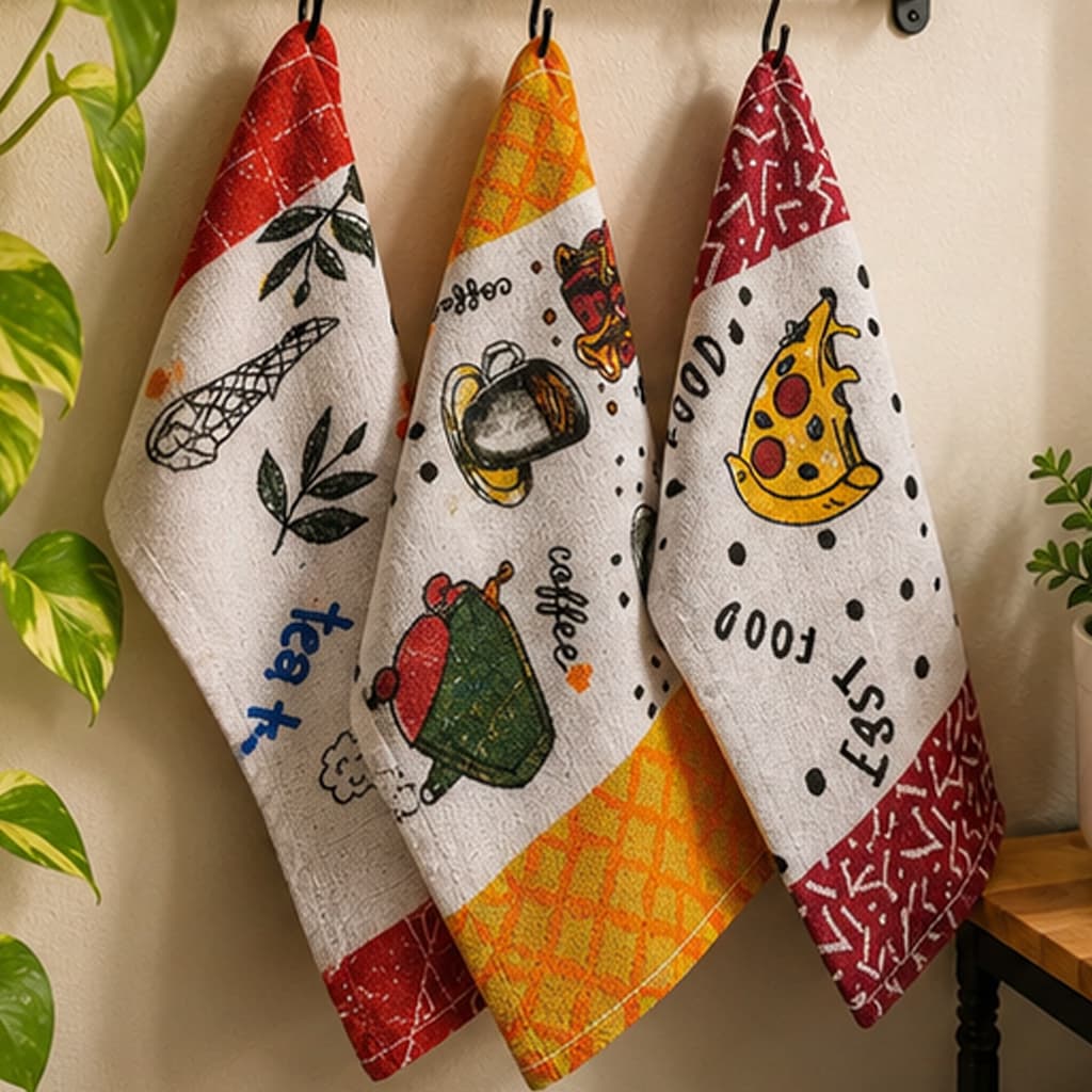 Pano De Prato Estampado Felpudo Jogo 3 Peças  40x60cm