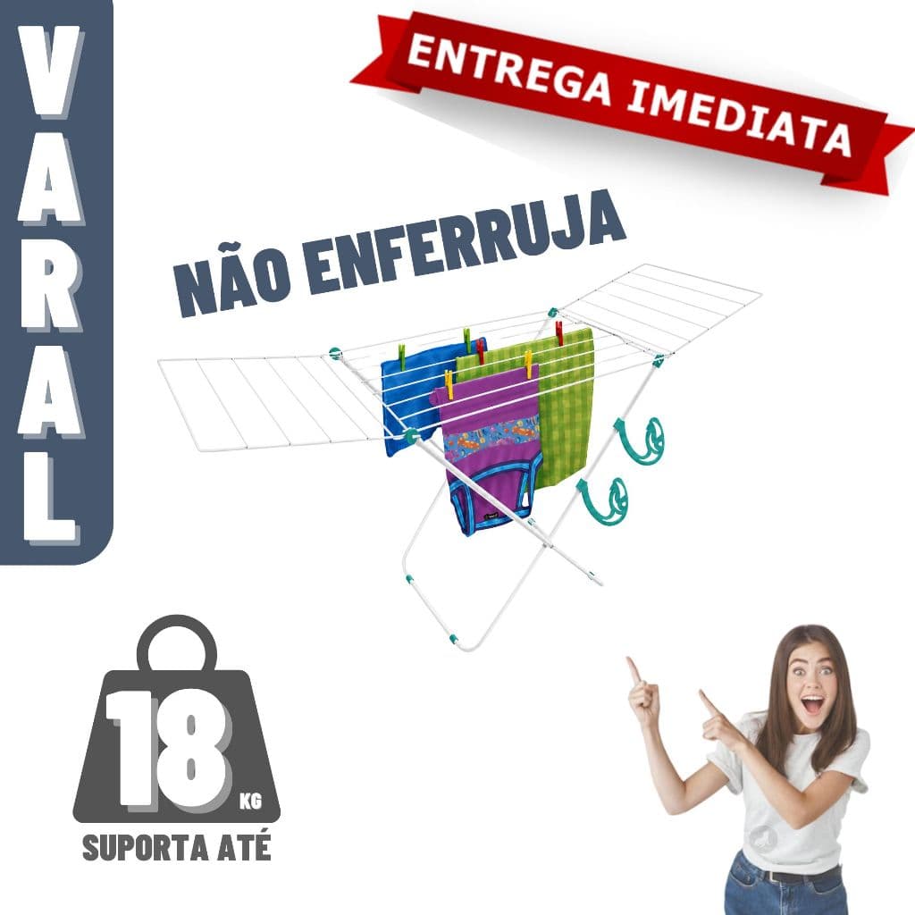 Varal De Chão Reforçado Inox Retrátil
