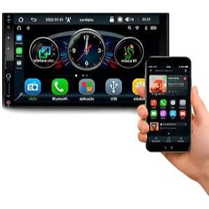 Central Multimídia Roadstar RS7007BR 7CarPlay Android Auto Sem Fio Bluetooth Espelhamento Tela Touch
