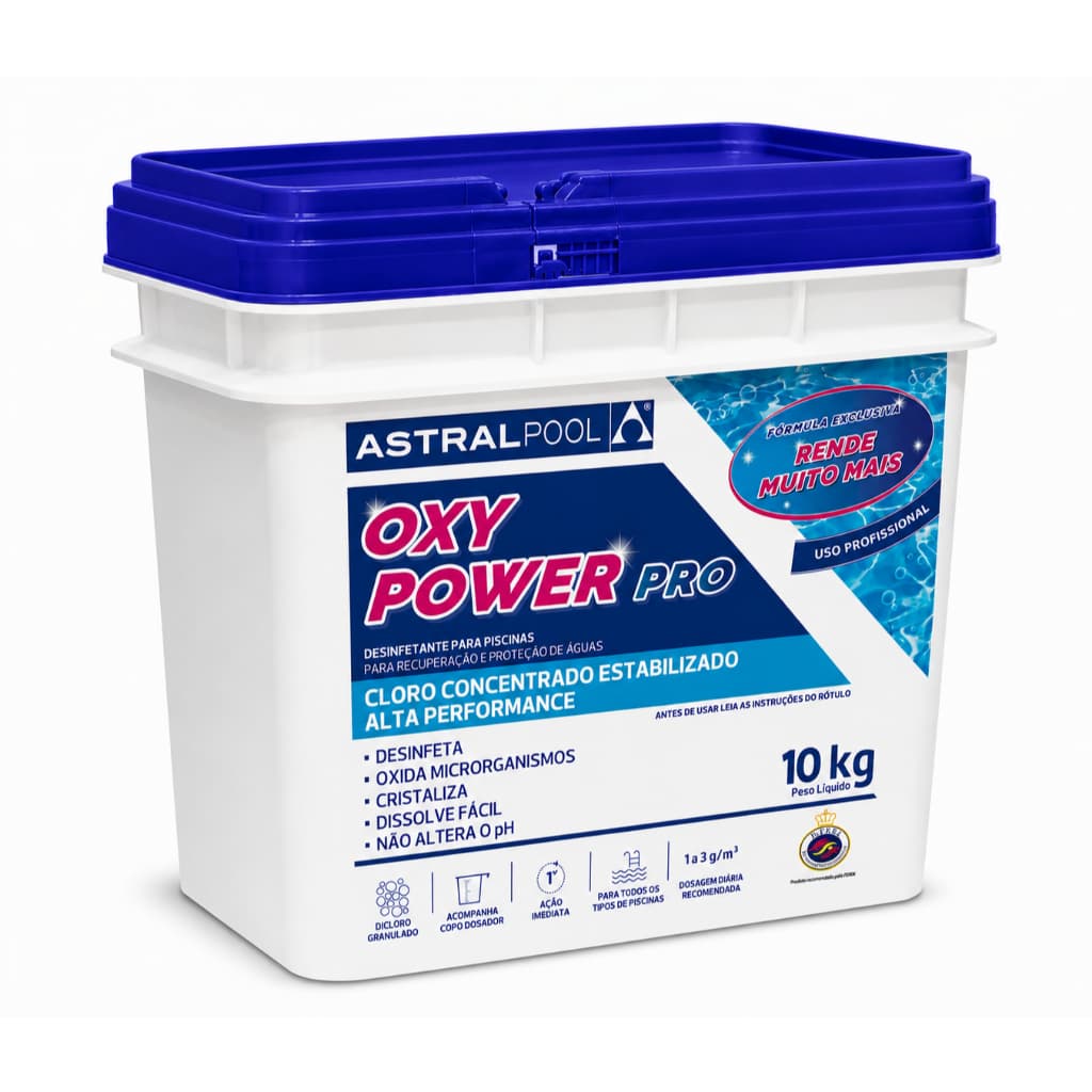 Balde Cloro Oxy Power Pro 10KG para Limpeza de Piscina By Fluidra