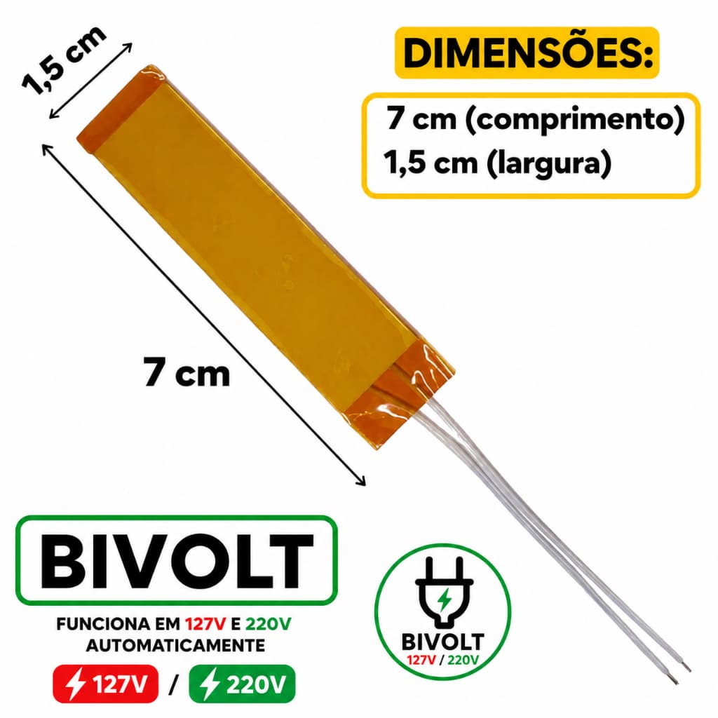 Kit. 2 Resistencia Chapinha Compativel Com Lizze 480f 7x1,5cm bivolt