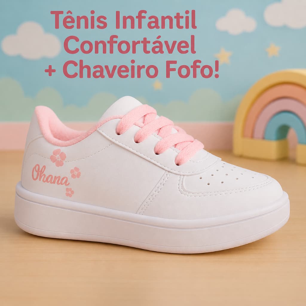 Tênis Casual Infantil Sola Reta Lilás Estilo Urbano Confortável Escola E Passeios