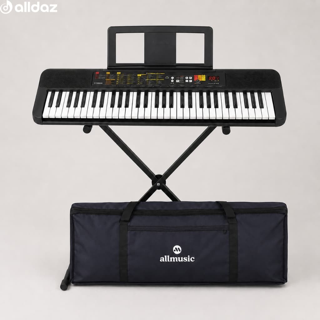 Kit Teclado Yamaha PSR-F52 Completo com Suporte Capa Acessórios 61 Teclas Iniciante