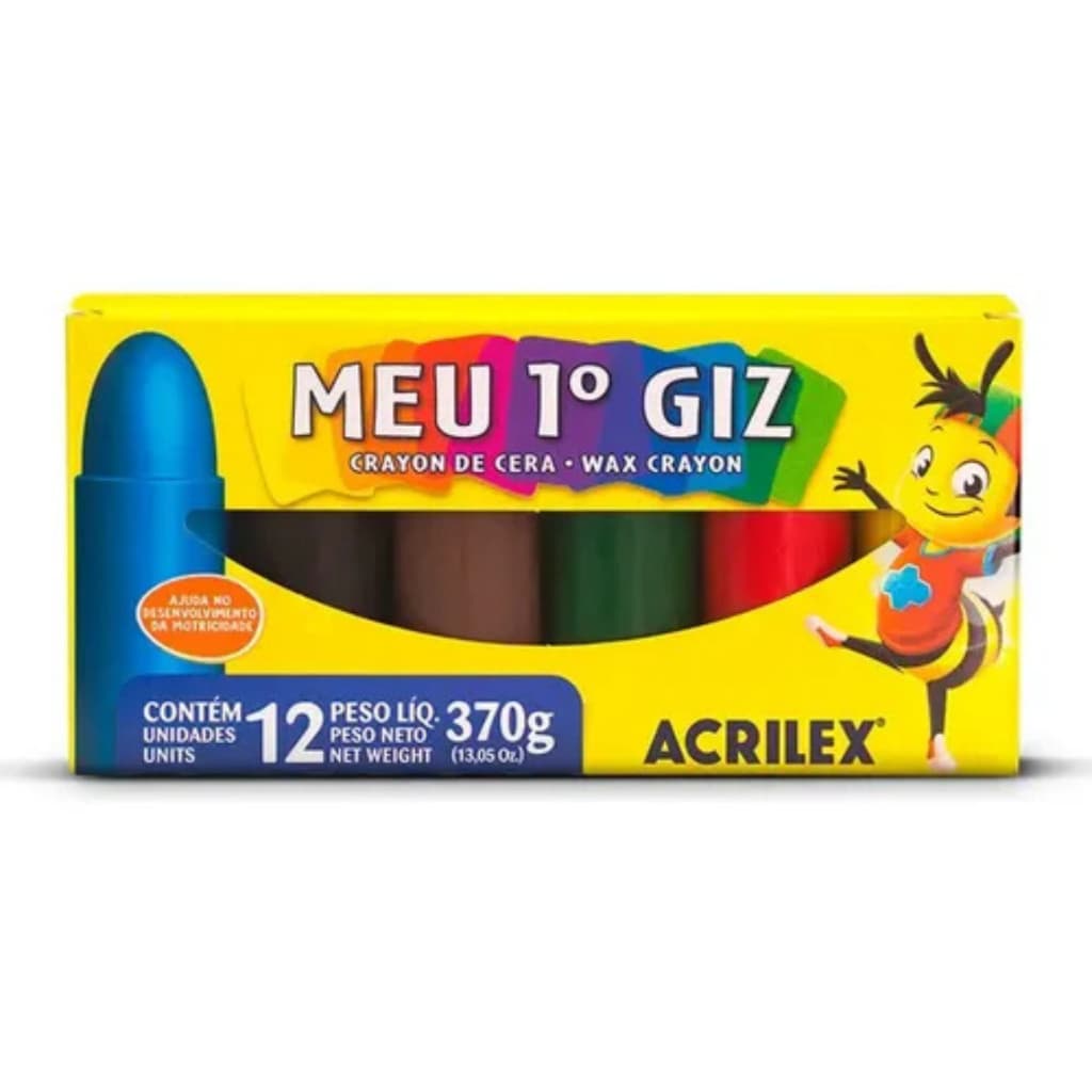 Gizão Giz de Cera - Meu Primeiro Giz 6 Ou 12 Cores Qualidade Acrilex