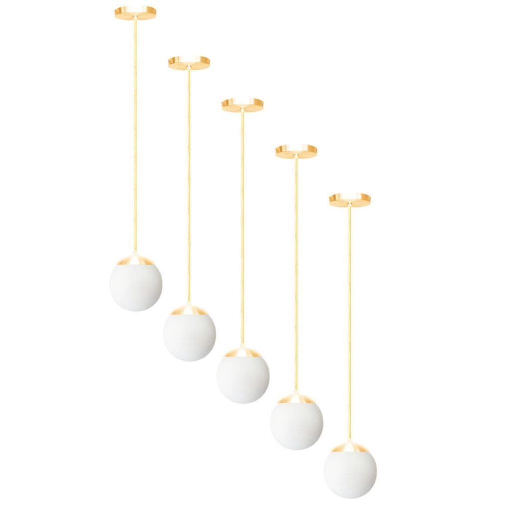 KIT C/5 PENDENTE GLOBO STUTTGART - DOURADO BRILHO BF FL