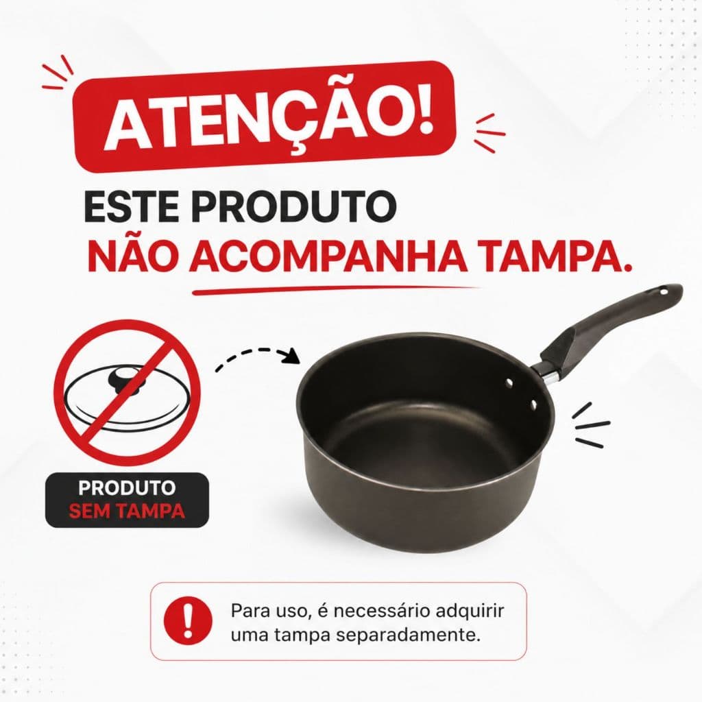 PANELA   OU CAÇAROLA Nº 18  TEFLON ANTIADERENTE SEM TAMPA – LINHA OUTLET