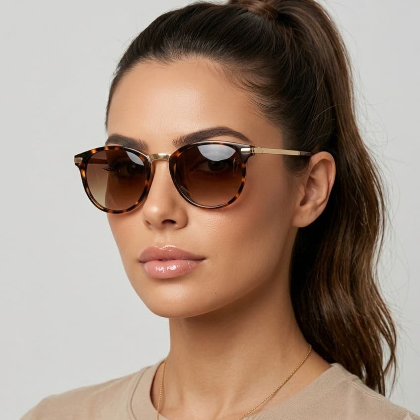 Óculos de Sol Redondo Moderno Feminino Proteção Uv400