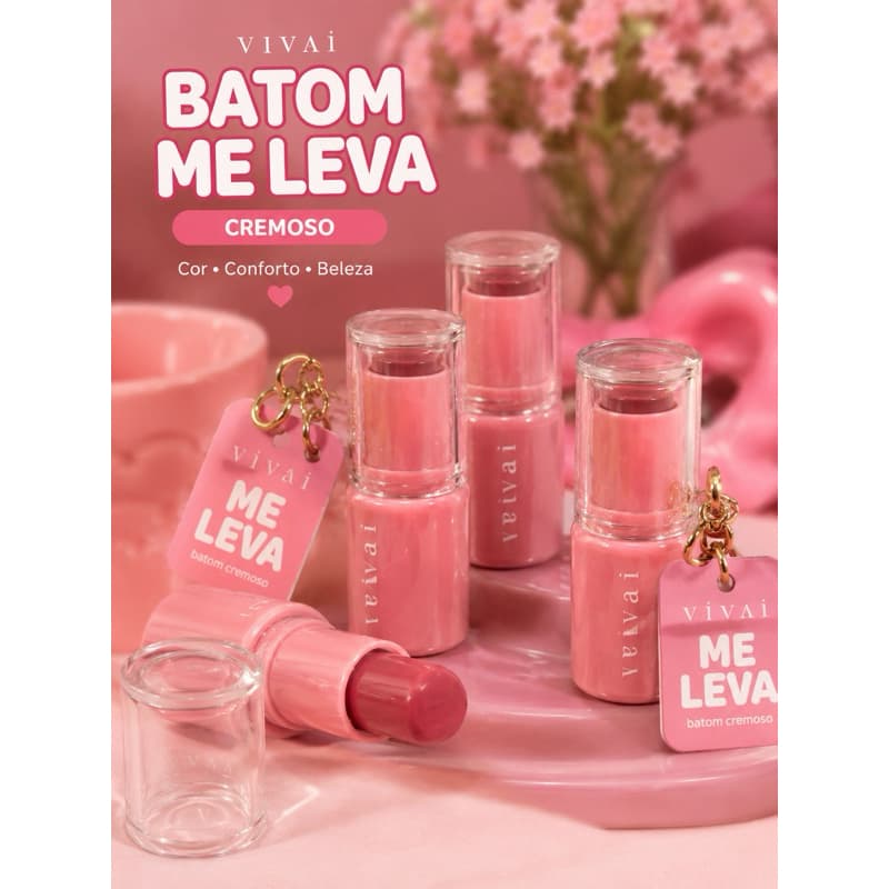 BATOM CREMOSO VIVAI ME LEVA HIDRATANTE ROSA FEMININO CHAVEIRO PRESENTE