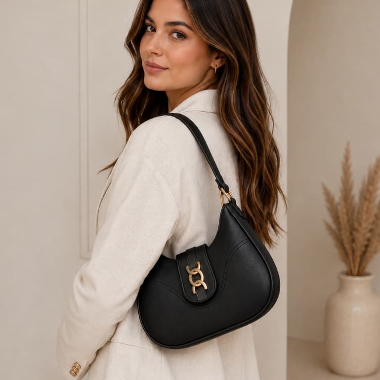 Bolsa Feminina Casual Elegante Estilo Baguete Preta Marrom Café Inverno