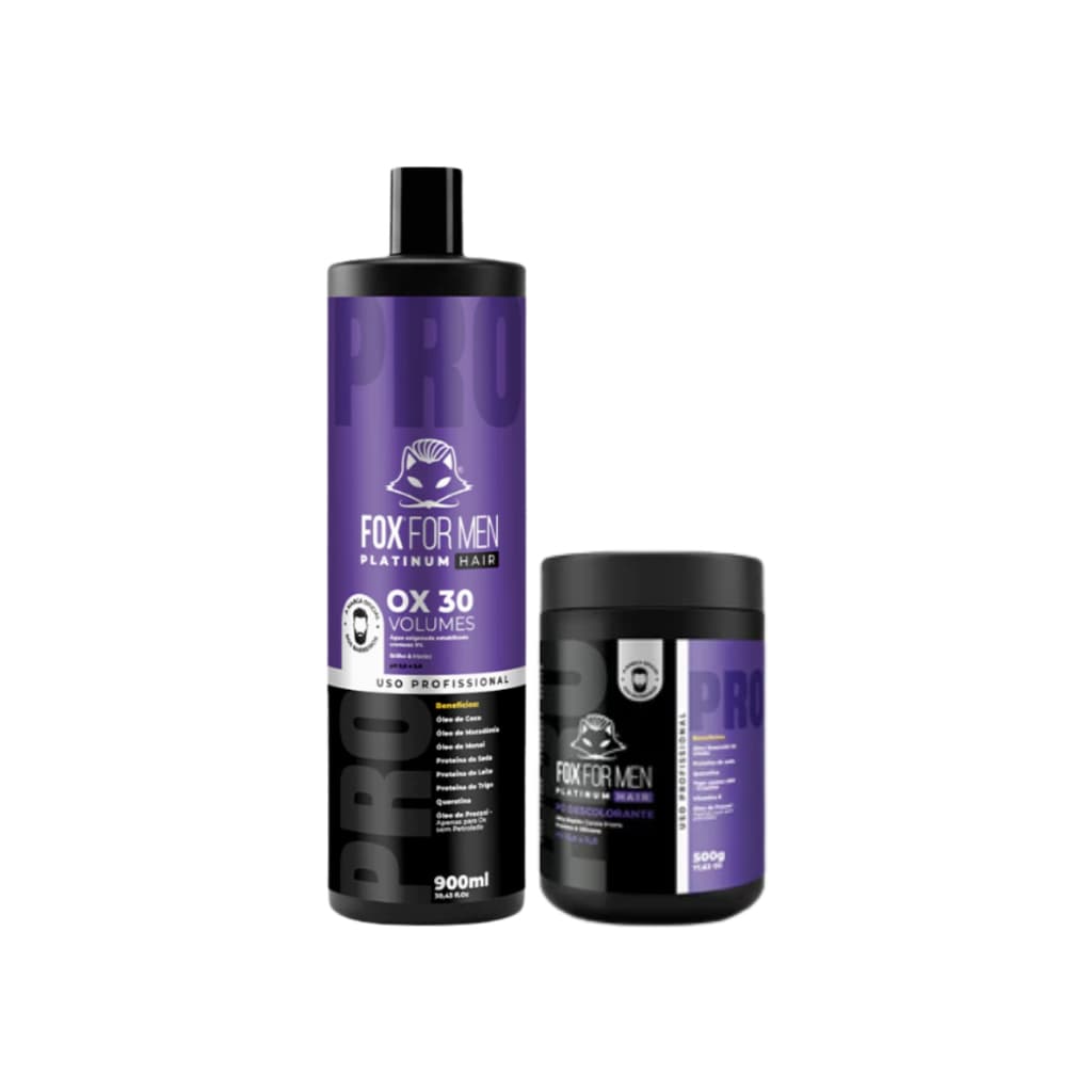 Pó Descolorante 500g Mais Ox 900ml Voluma 30 Fox For Men